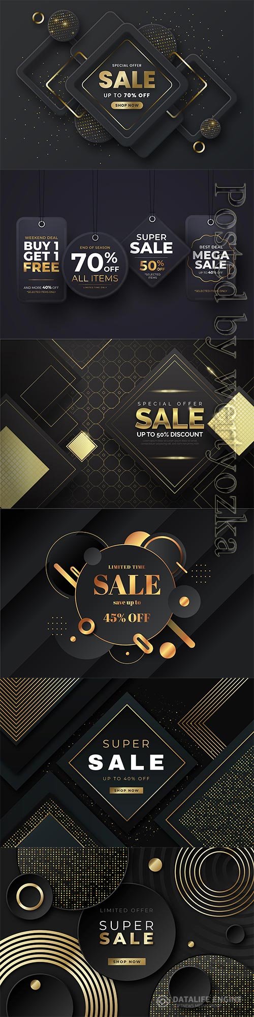 Luxury sale wallpaper with golden vector elements