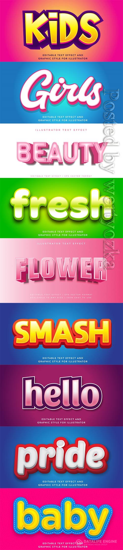 3d editable text style effect vector vol 277