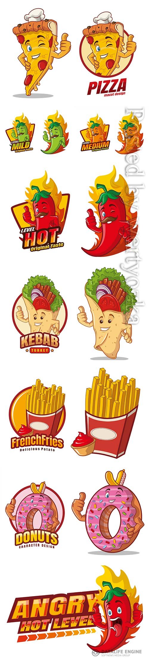 Food cartoon character mascot vector design