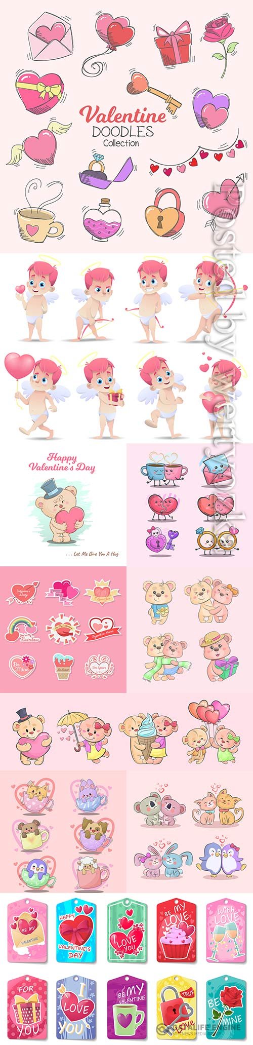 Happy valentine's day doodle icons and elements collection