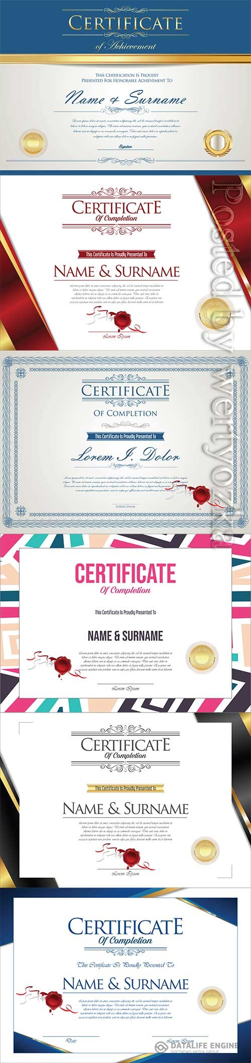 Certificate or diploma retro vintage design template