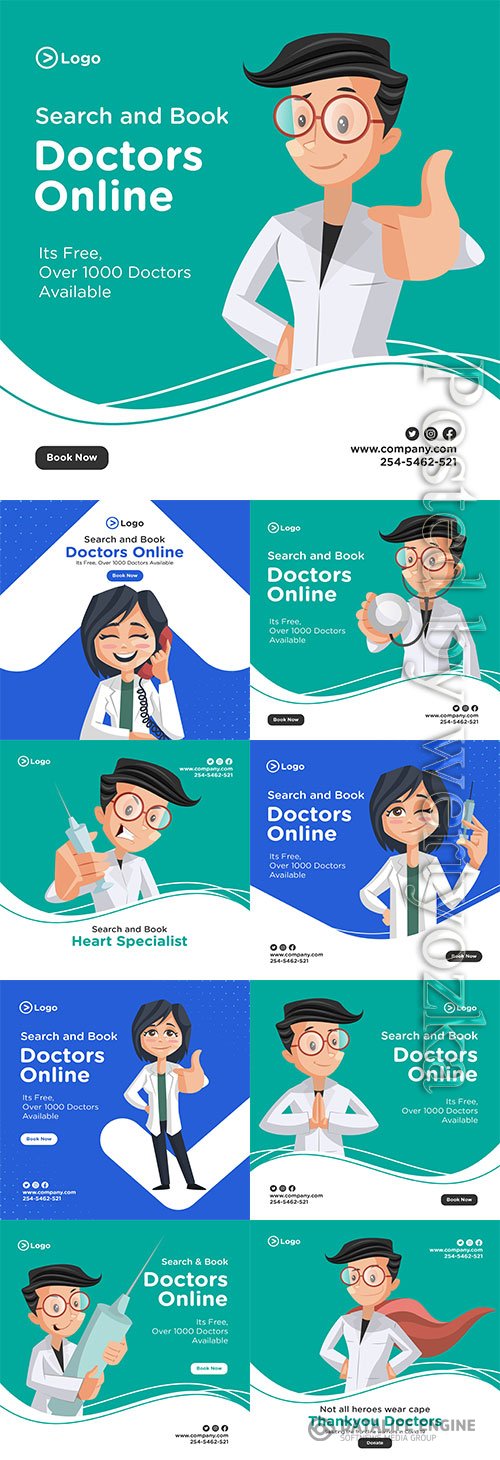 Search and book doctors online banner design