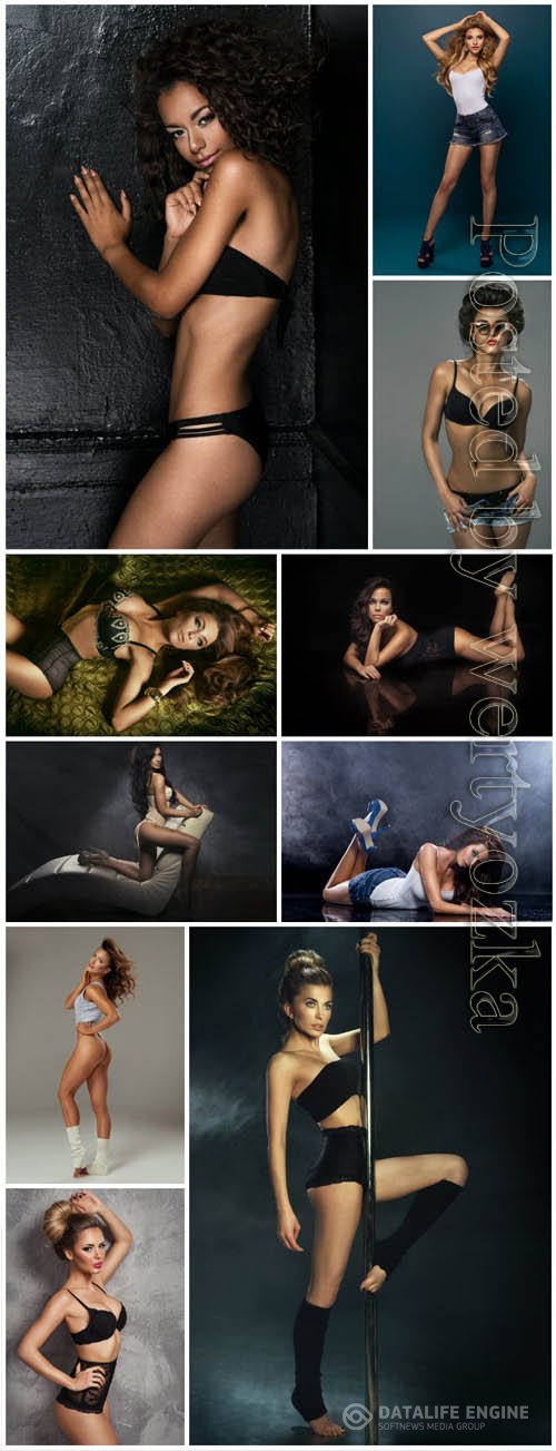 Girls in various poses stock photo