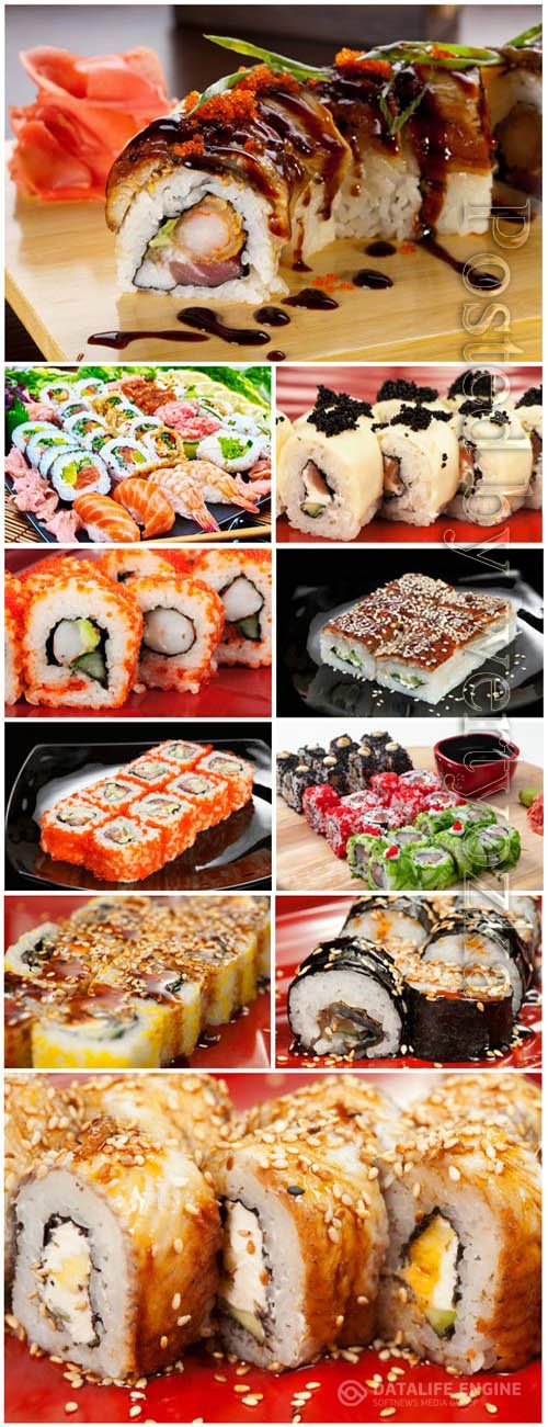 Sets of sushi with ginger stock photo