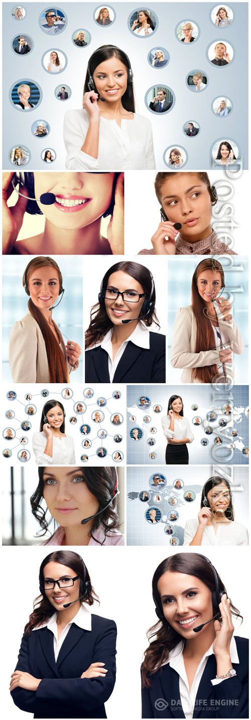 Female operators with a smile on their face stock photo