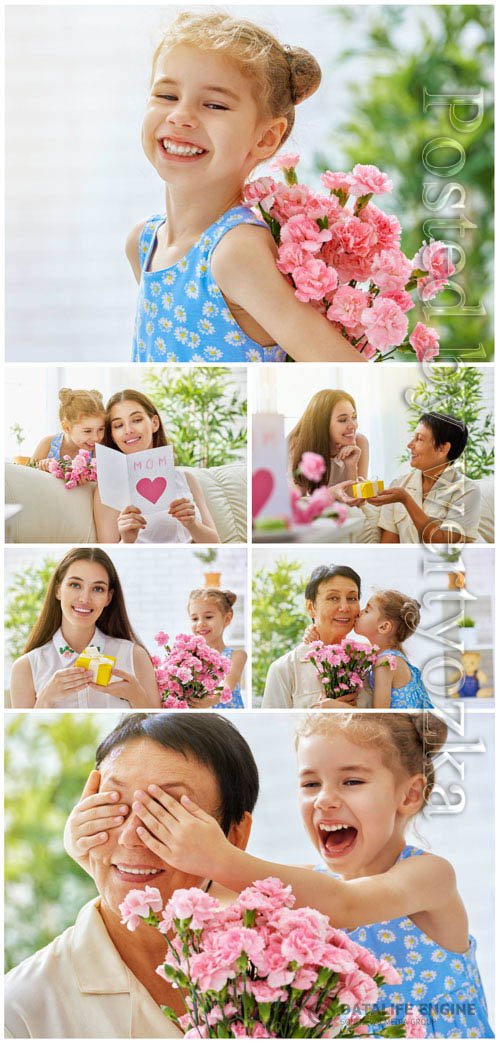 Flowers for grandma and mom, womens day stock photo