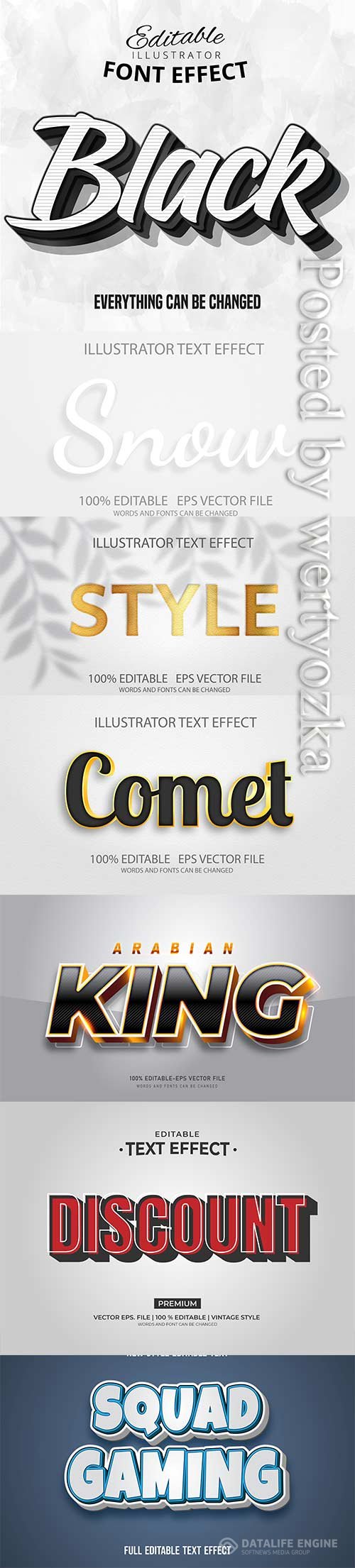 3d editable text style effect vector vol 255