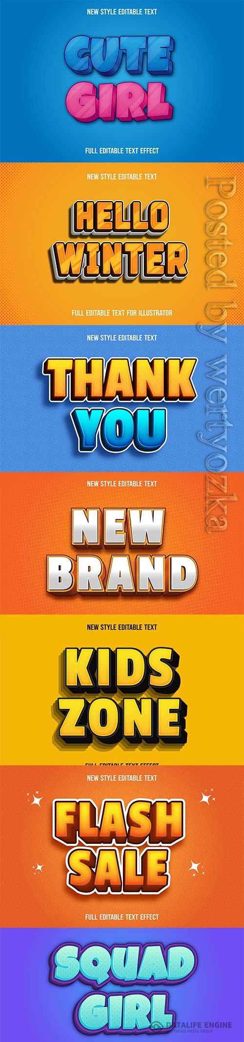 3d editable text style effect vector vol 253