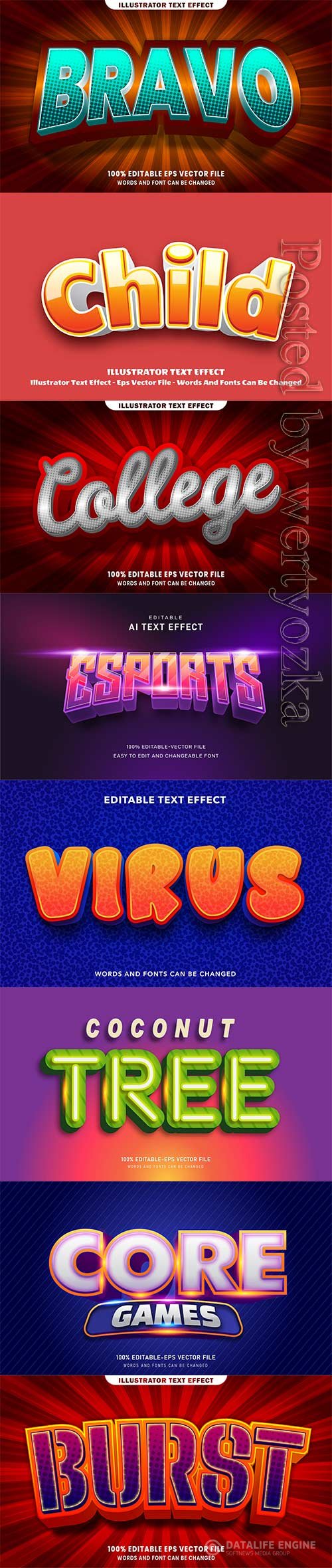 3d editable text style effect vector vol 251