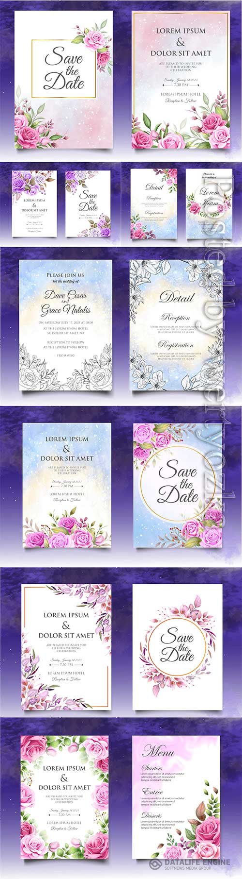 Floral  invitation template wedding