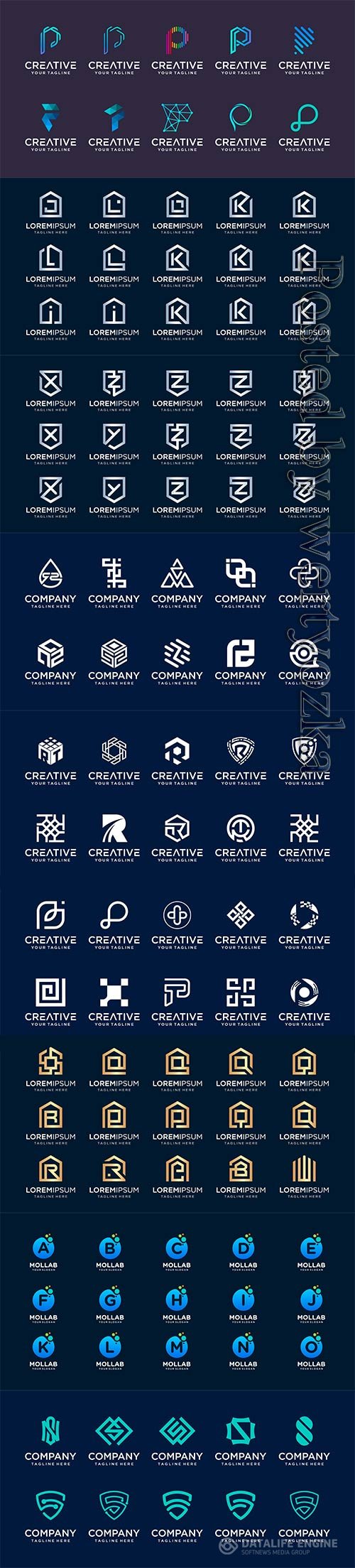 Set of initial letter vector logo template