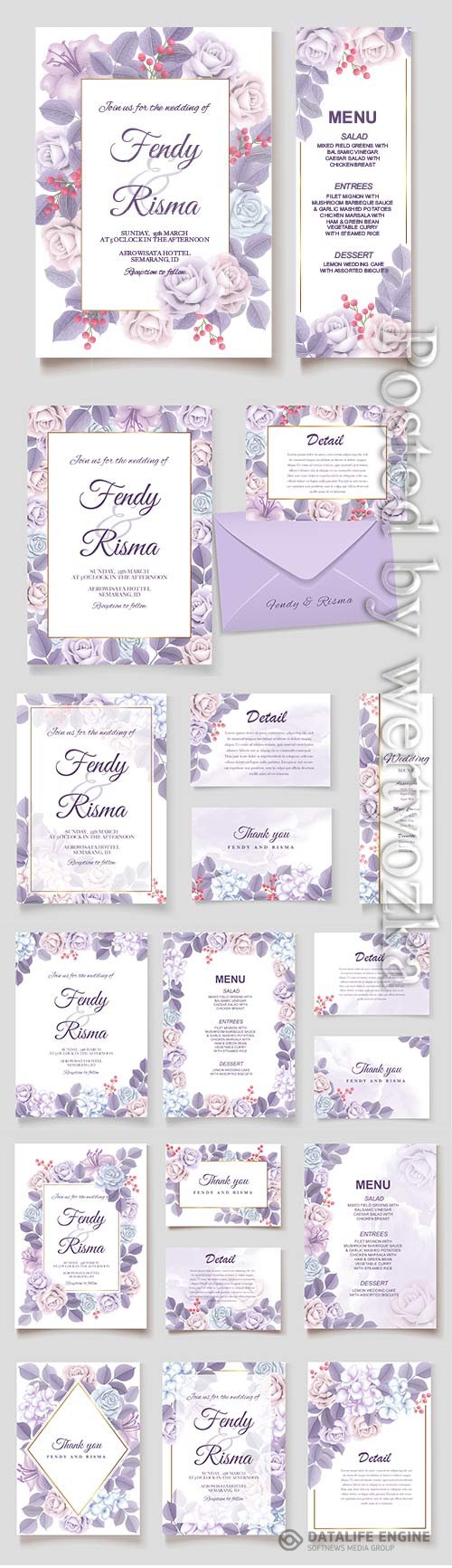 Elegant vector wedding invitation floral design