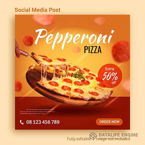 Pizza food sale social media post advertising template