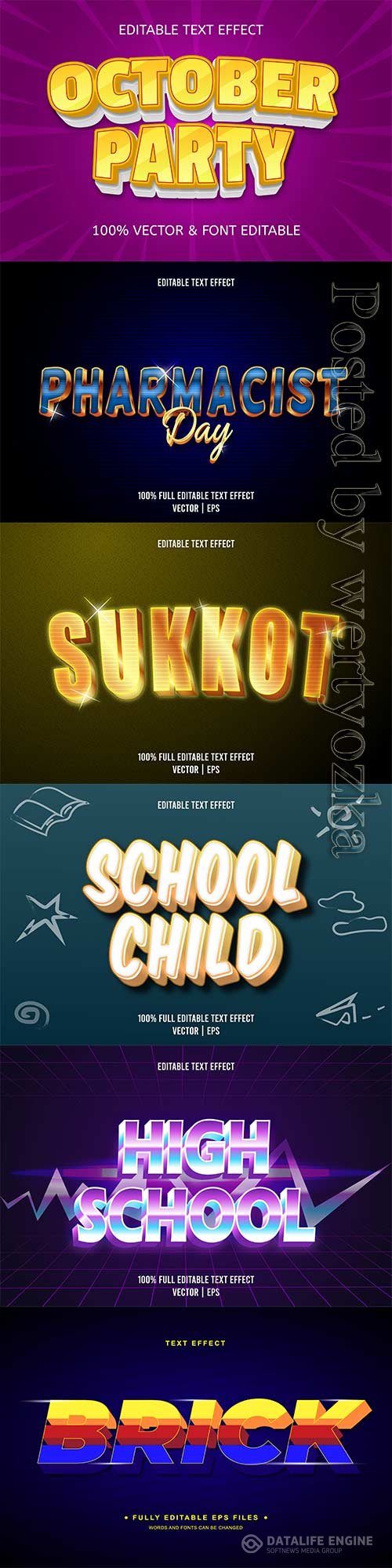 3d editable text style effect vector vol 705