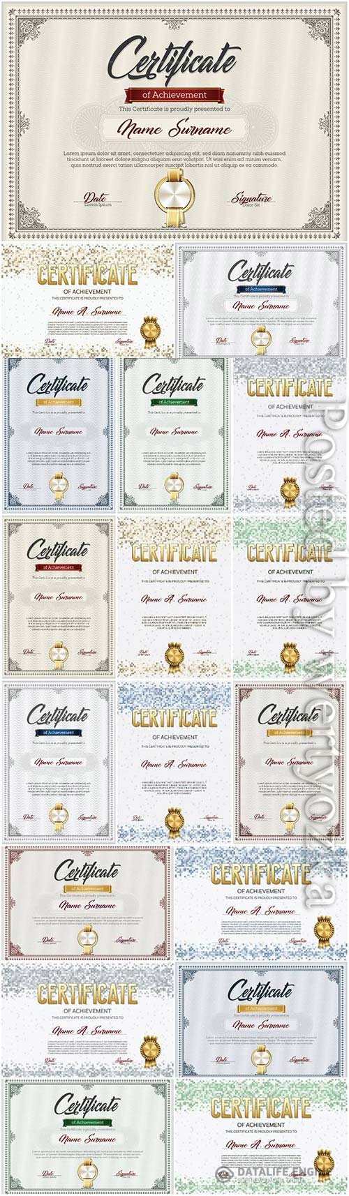 Vintage certificates and diplomas with ornaments in vector