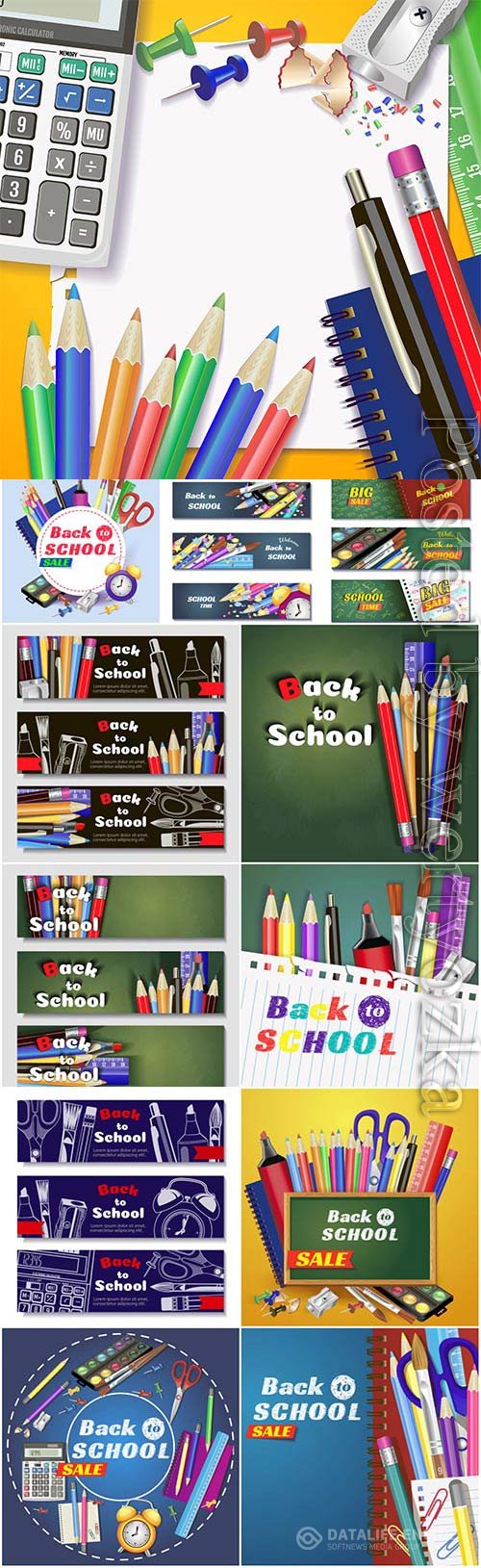 School banners and backgrounds in vector