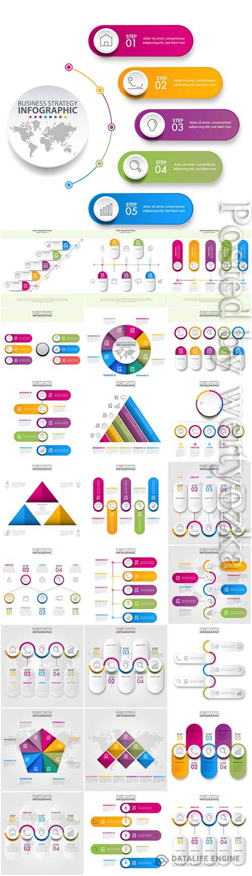 Infographics set illustrations in vector