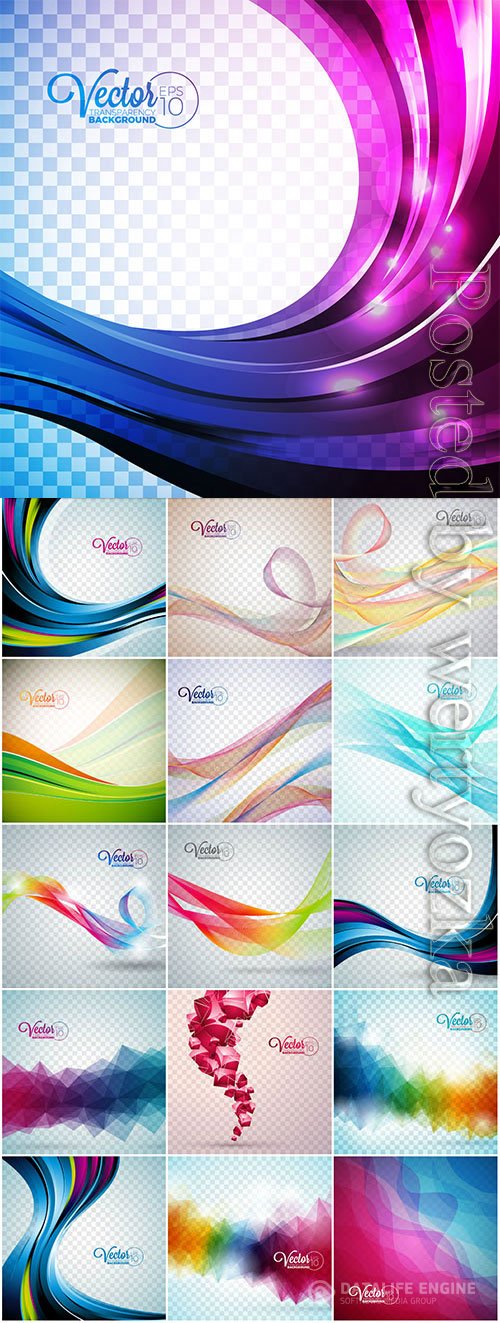 Colored abstract lines on transparent background in vector