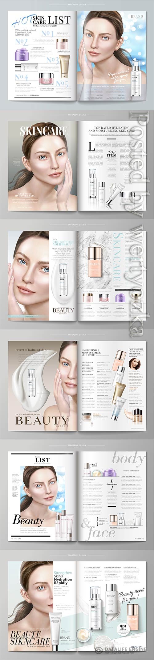 Elegant skin care magazine vector template