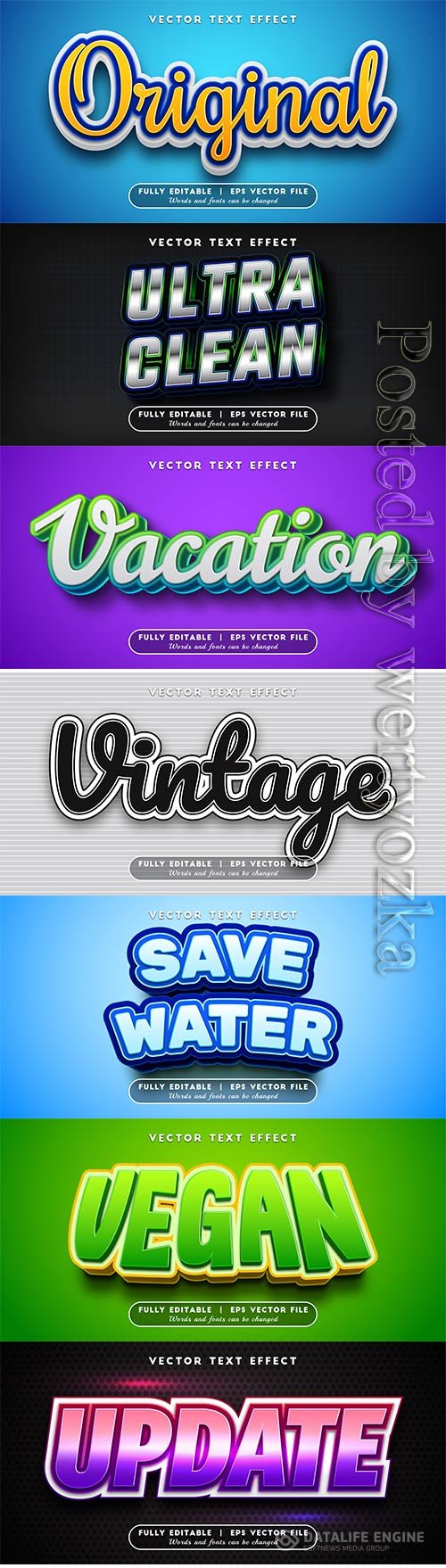 3d editable text style effect vector vol 661