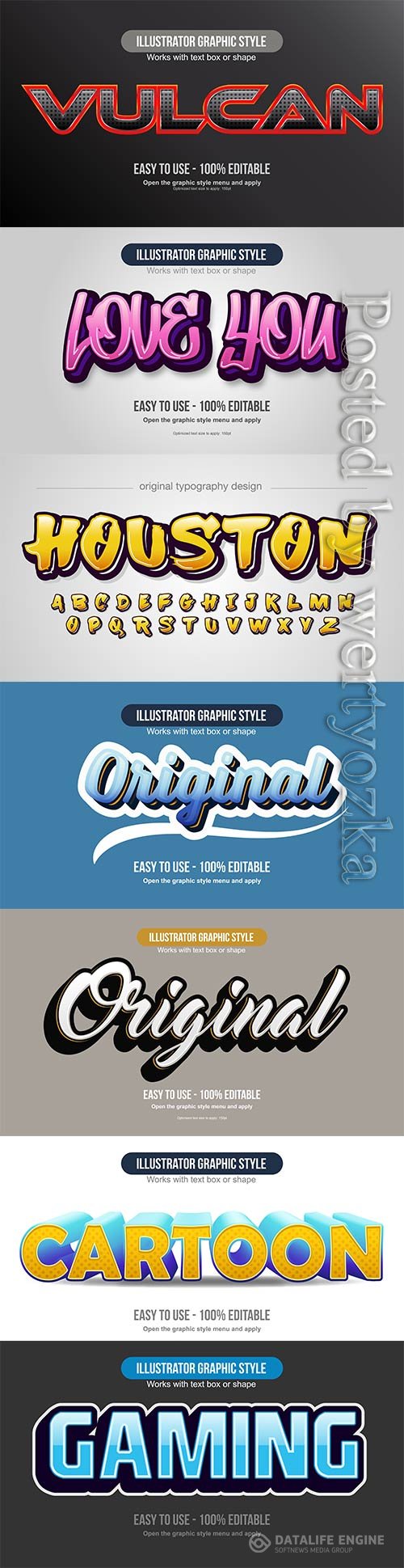 3d editable text style effect vector vol 654