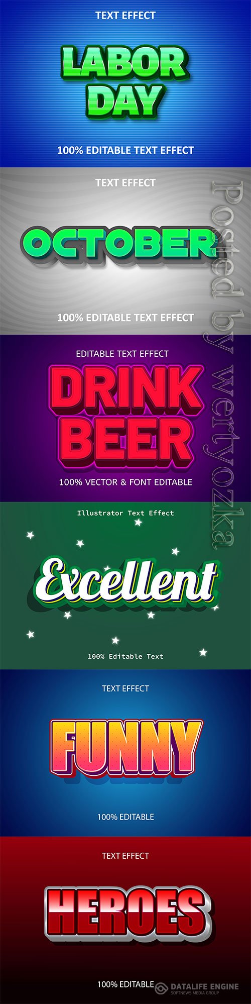 3d editable text style effect vector vol 649