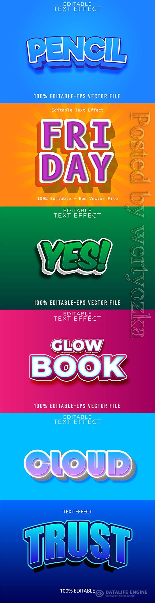 3d editable text style effect vector vol 651