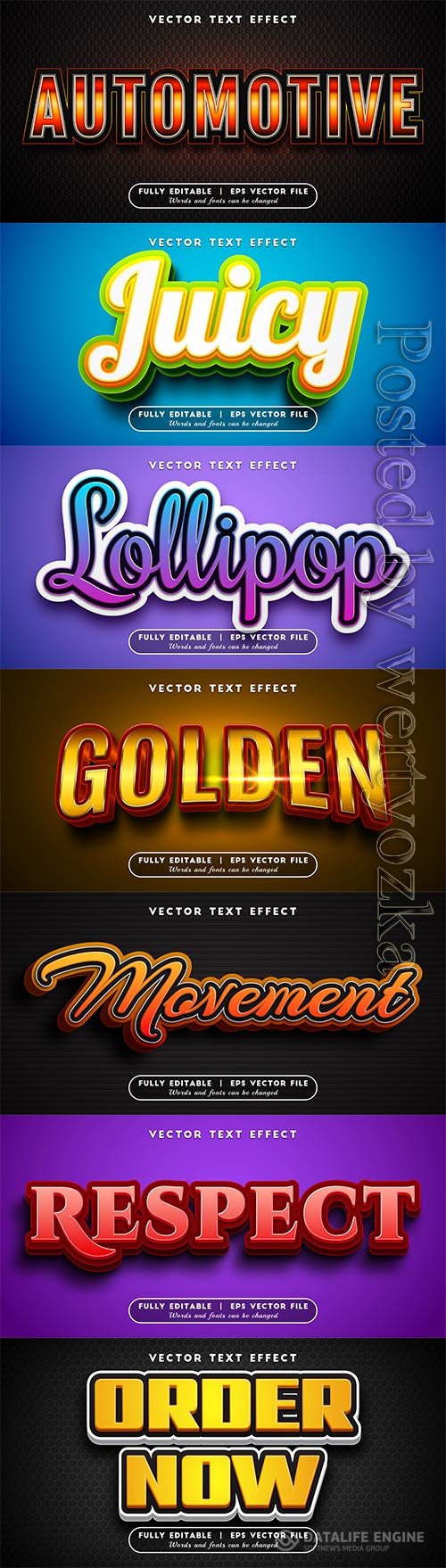 3d editable text style effect vector vol 662