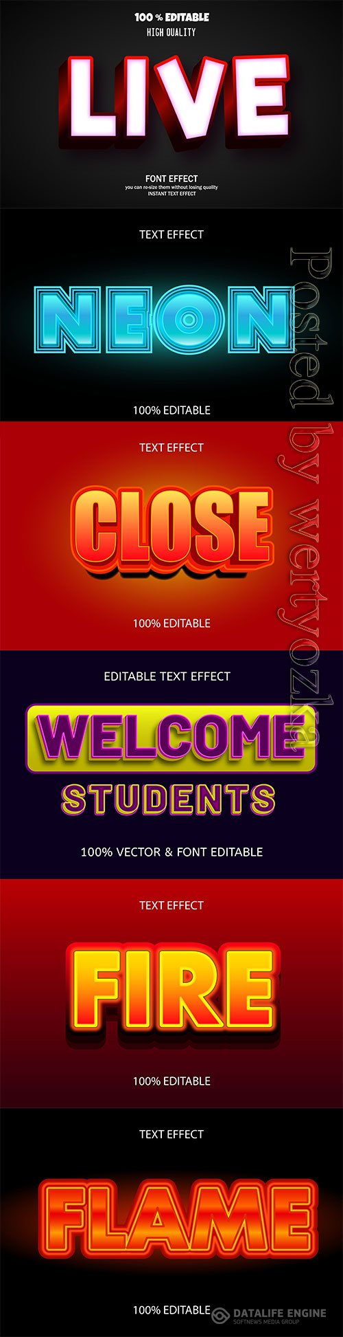 3d editable text style effect vector vol 650