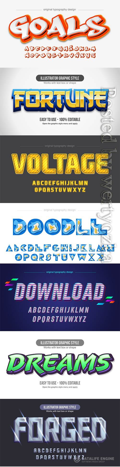 3d editable text style effect vector vol 655