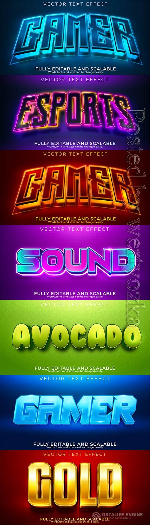 3d editable text style effect vector vol 717