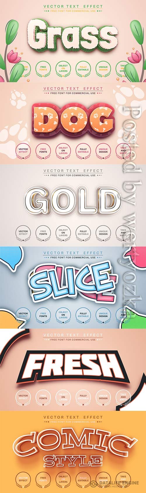 3d editable text style effect vector vol 754