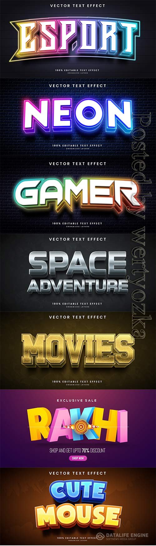 3d editable text style effect vector vol 748