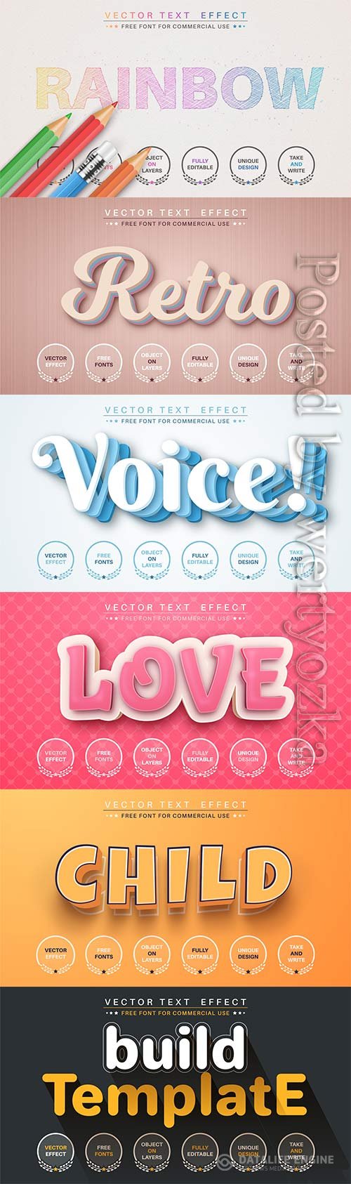 3d editable text style effect vector vol 752