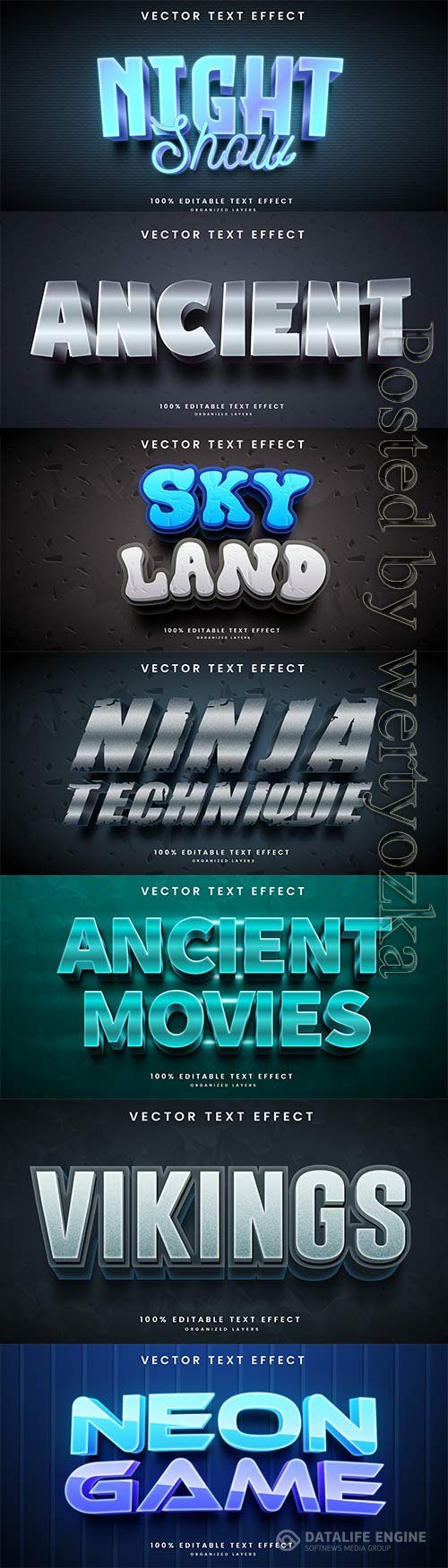 3d editable text style effect vector vol 743