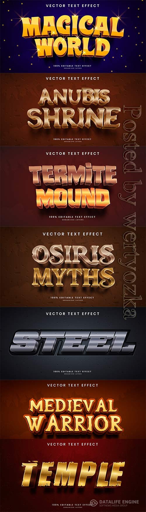 3d editable text style effect vector vol 747