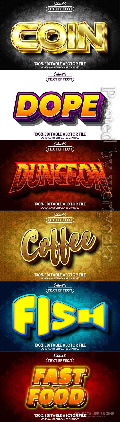 3d editable text style effect vector vol 738