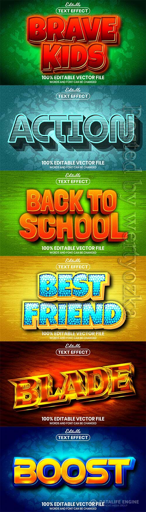 3d editable text style effect vector vol 737