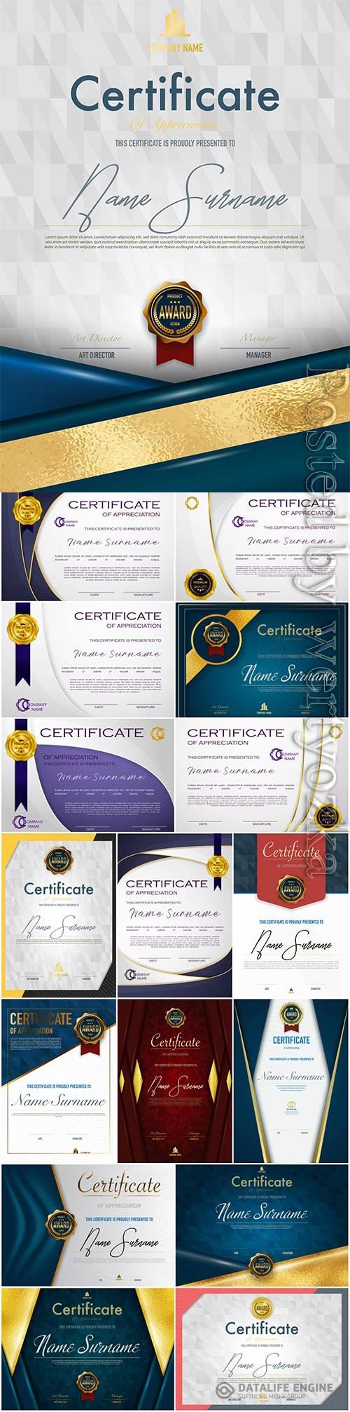 Elegant diplomas and certificates set in vector