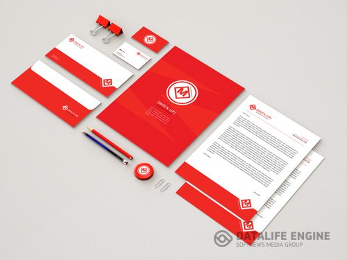 Red Branded Stationery and Accessories Mockup