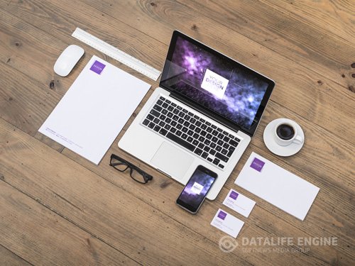 Multiple Devices and Stationery Mockup on Wooden Table 4