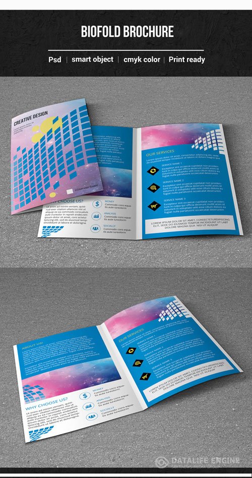 Business Brochure Layout with Repeating Square Pattern