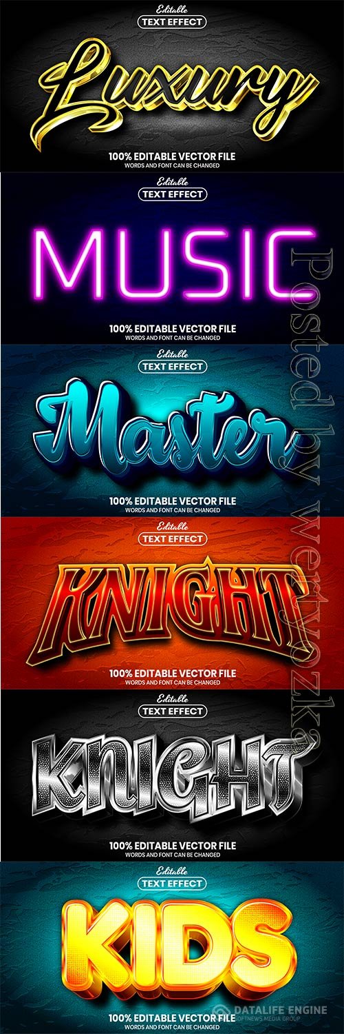 3d editable text style effect vector vol 760