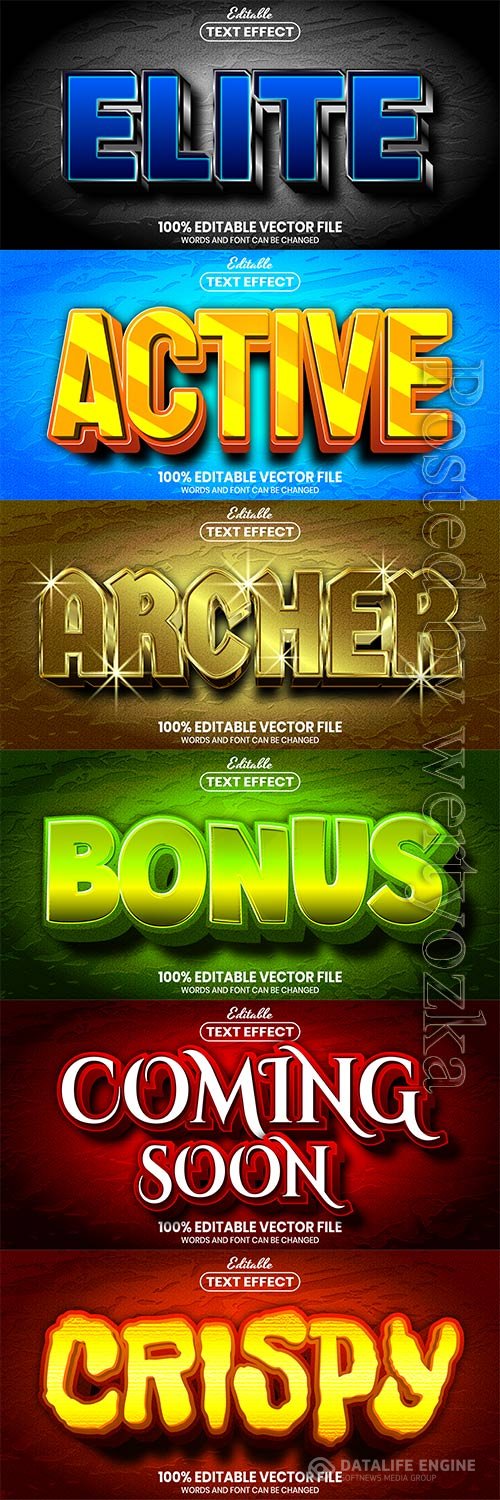 3d editable text style effect vector vol 758