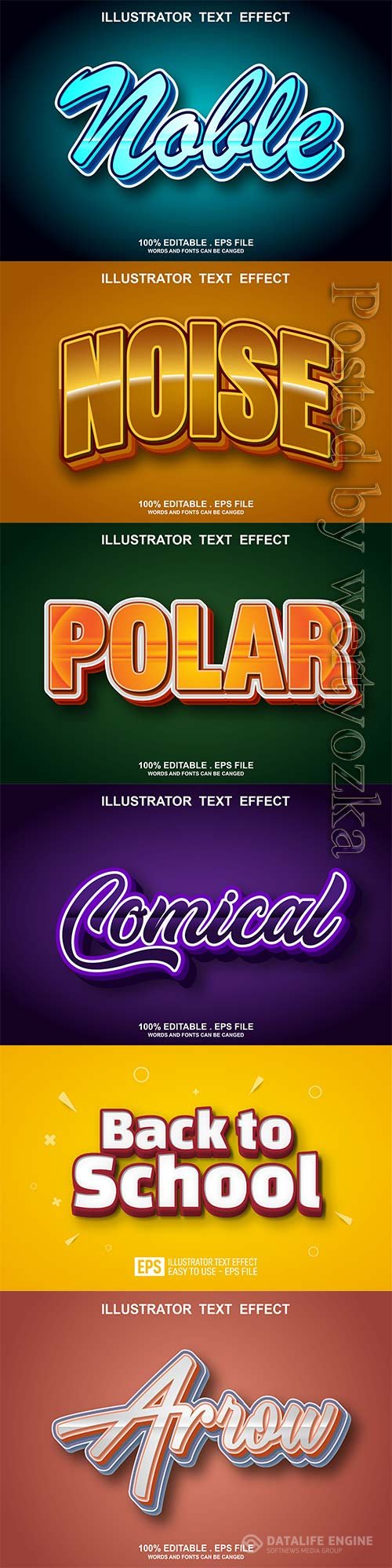 3d editable text style effect vector vol 808