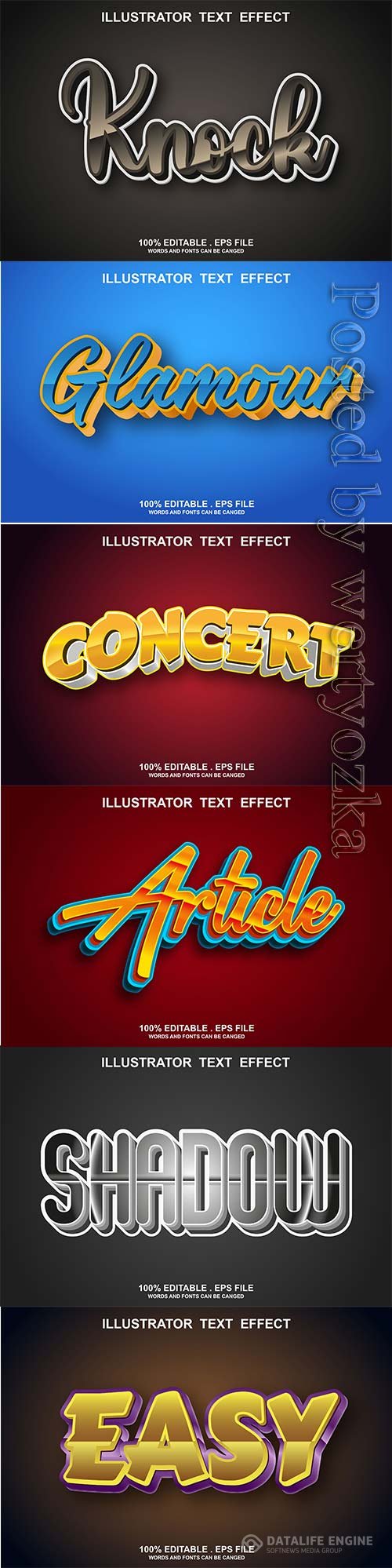 3d editable text style effect vector vol 805