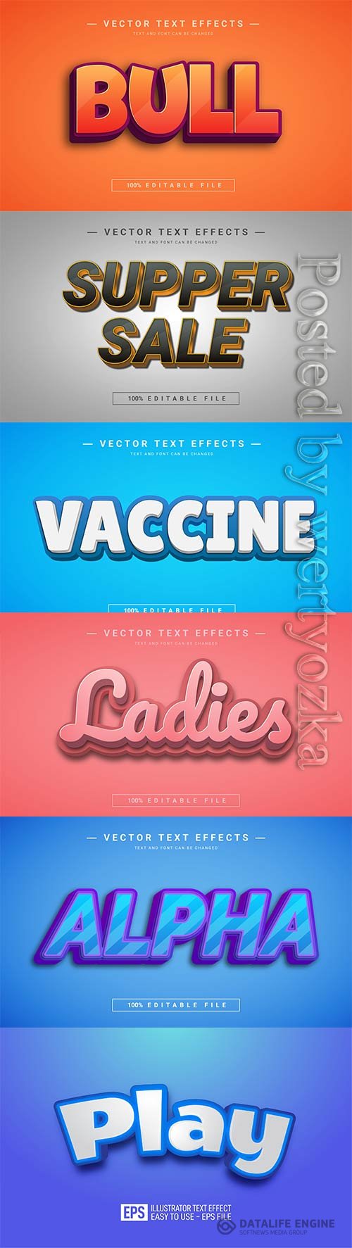 3d editable text style effect vector vol 796