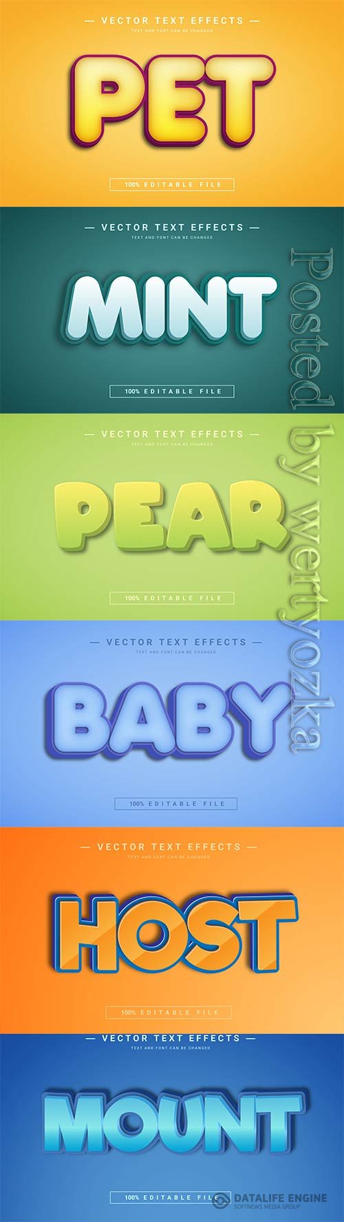 3d editable text style effect vector vol 795