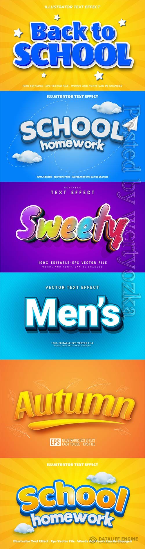 3d editable text style effect vector vol 790