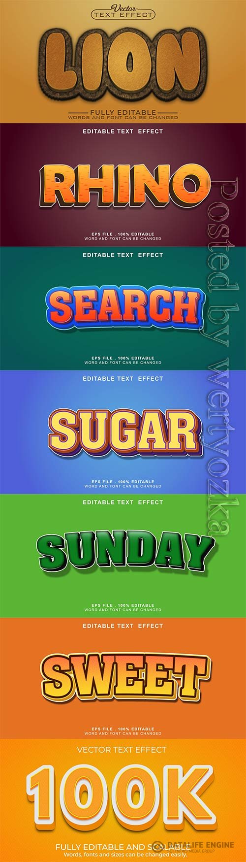 3d editable text style effect vector vol 783